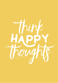 Think Happy Thoughts - Inspirational Print - Itty Bitty Book Co Inspirational Quote Posters, Positivity, gift